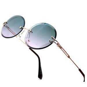 Rimless Oval Sunglasses Gradient Lens Fashion Street Wear Outdoor Hip Hop Lentes
